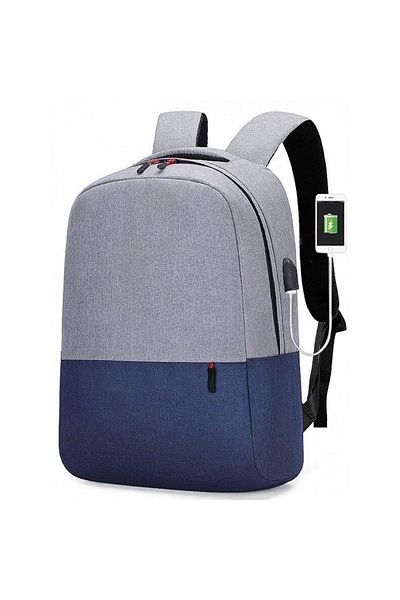 MBrands rucsac la modă, port USB albastru