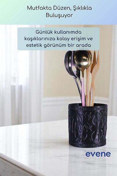 Evene Suport pentru tacâmuri de blat Suport decorativ pentru tacâmuri vertical Cilindru Suport pentru tacâmuri Culoare neagră Model 76