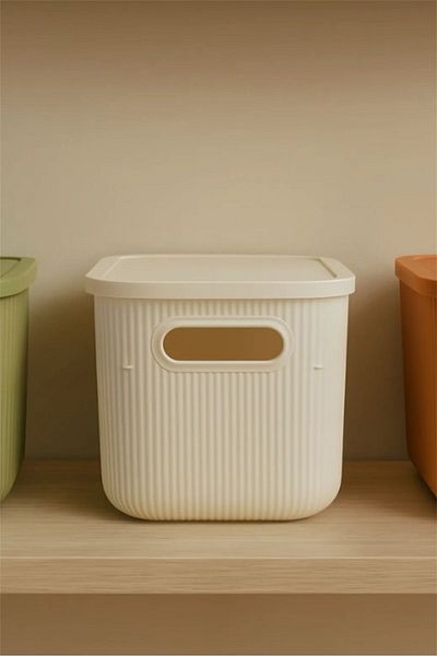 Bayev Colors Cream 3 Pieces 6 Lt Closet Organizer Organizer Toy Box Storage Box with Lid