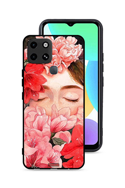 Tolwak غطاء حماية من إنفينيكس سمارت 6 بتصميم وجه فتاة مختبئة بين الزهور