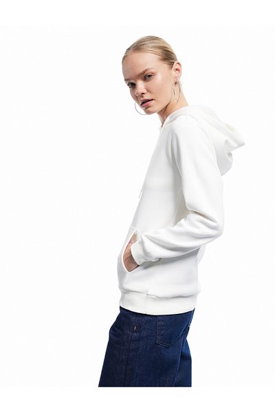 Koton Three Thread Raised Kangaroo Pocket Detailed Cat Printed Hooded Sweatshirt