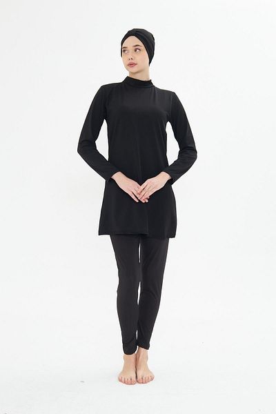 Fantasy Full Covered Lycra Hijab Swimsuit Black 3485-S