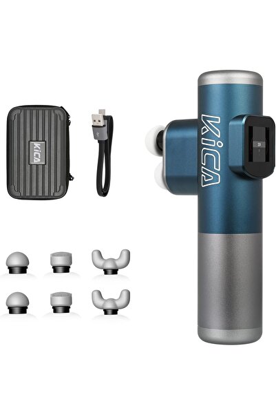 KiCa مسدس تدليك صغير احترافي مزدوج الرأس مزود بشاشة تعمل باللمس LED، وقرع الأنسجة العميقة محمول باليد