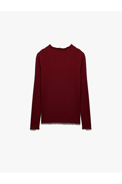 Koton Tricou cu mânecă lungă din viscoză, slim fit, cu guler ridicat