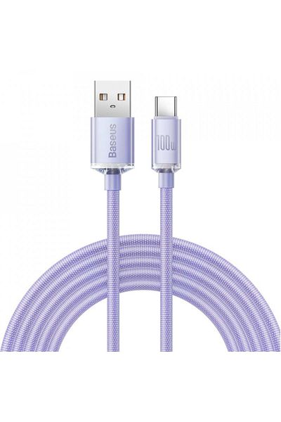 Baseus USB to Type-C data cable, 100W, 2m, Baseus Crystal Shine (CAJY000505) - Purple