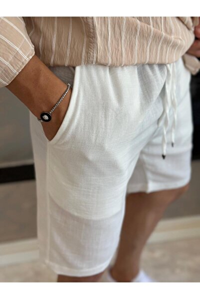 ECARTS Men's Regular Fit Draped Fabric Shorts White Eca022