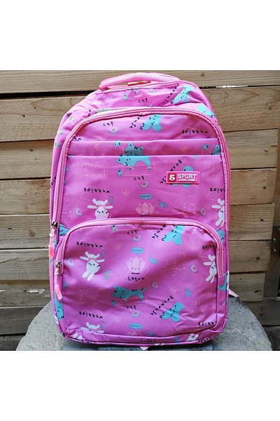 MBrands Children's Backpack, cat and rabbit print, size 50 x 30 x 18, 27L Pink