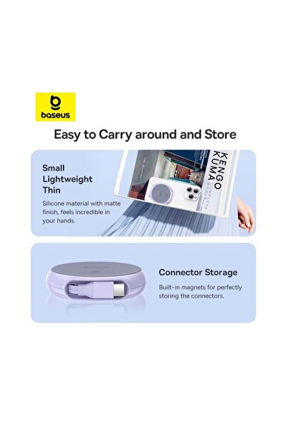 Baseus Retractable Charging / Data Cable, Type-C to Type-C, 100W, 1m, Baseus, Pathfinder Series, Purple