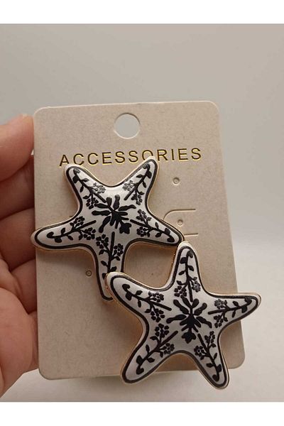 TLSMACCESORIES Black-White Minelli Motif Star Earrings