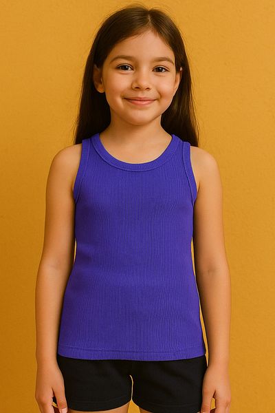 Kyex Pure Dots Girl's Ribbed Summer Purple Body Blouse