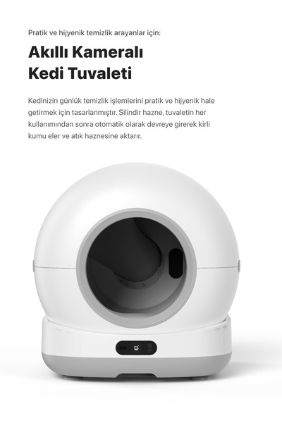 Xenon Smart Akıllı Kedi Tuvaleti Kameralı Otomatik Temizleme 72 Lt Uv Wi-fi Mobil Kontrol Cat Litter X8623