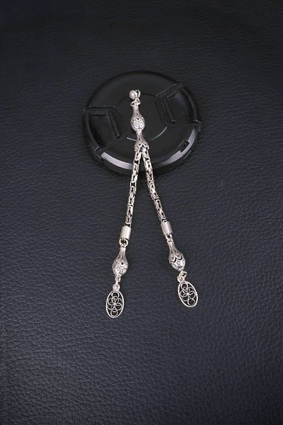 ENCİLİ SİLVER 925 Sterling Silver Double Dangle King Chain Venus End Rosary Tassel