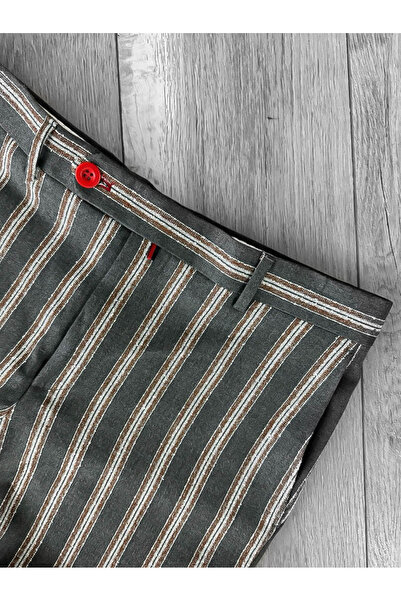 dehaine Men's casual pants, striped, slim fit, gray, B1547