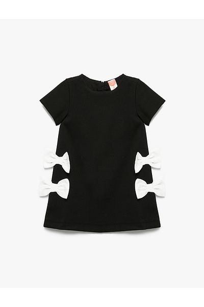 Koton Short Sleeve Bow Detail Crew Neck Dress