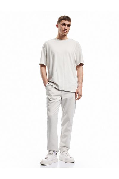 Koton Canvas Trousers with Cotton Pocket Detail and Lace-Up Waist