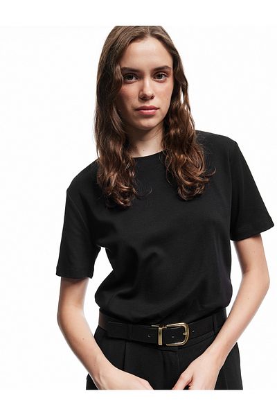 Koton Tricou de bază din bumbac cu mânecă scurtă și decolteu