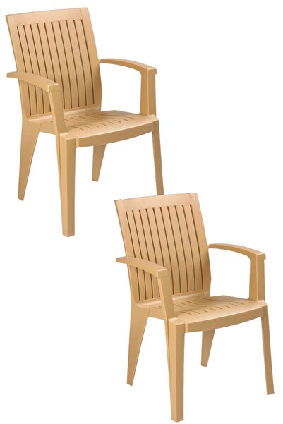 Papatya Alize Koltuk Teak 2li Paket - Plastik Bahçe Balkon Koltuğu