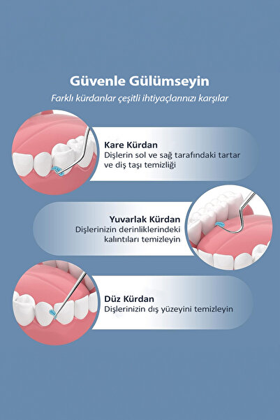 Soillium 7 Parça Paslanmaz Çelik Ağız Bakım Diş Tartar Sökücü Temizlik Bakım Seti Diş Taşı Temizleme Aparatı