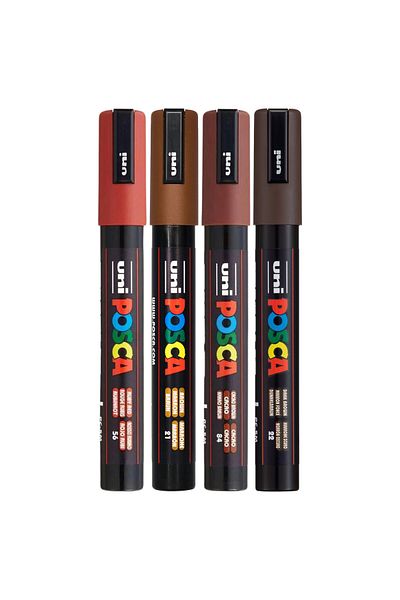 Uni Posca Pc-5M 1.8-2.5mm Marker Acrylic Painting Pen Set of 4 Coffee Shades