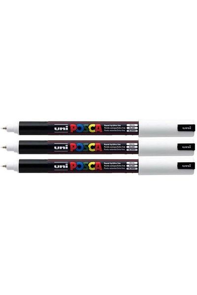 Uni Posca Pc-1Mr Marker Acrylic Painting Pen Set of 3 White Colors