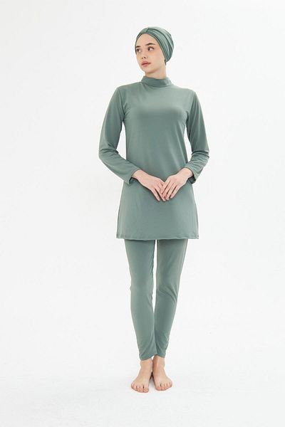 Fantasy Full Covered Lycra Hijab Swimsuit Green 3485-Y