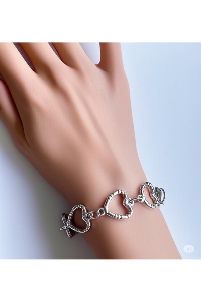 FAMEMUS ACCESSORY Silver Color Women's Bracelet with Heart