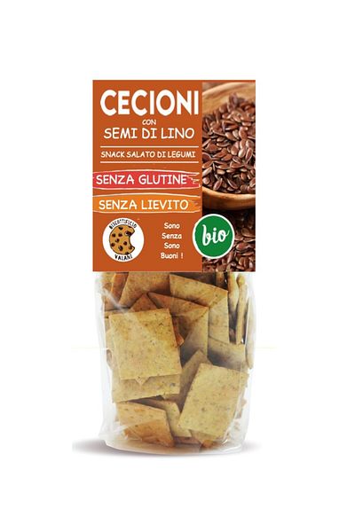 Deco Italia Salty snack (cecioni) made from legumes with flax seeds, gluten-free, yeast-free
