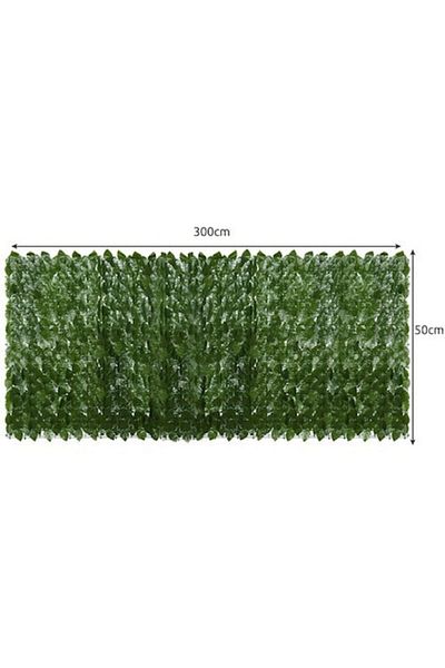 MAXY Artificial Hedge with Ivy Leaves for Fence or Balcony, 300x50 cm, 6 Panels, Green