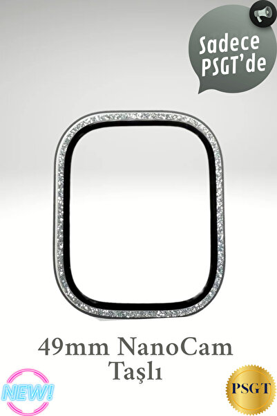 PSGT Apple Watch Ultra 49mm Uyumlu Taşlı Nano Cam Ekran Koruyucu Elmaslı