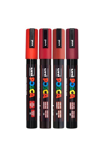 Uni Posca Pc-5M 1.8-2.5mm Marker Acrylic Painting Pen Set of 4 Red Shades