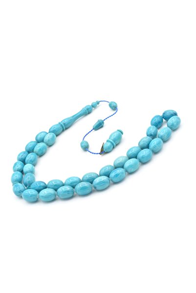 Murty99 Ibrahim Uysal Signed Beyzi Large Size Turquoise Crimping Amber Prayer Beads