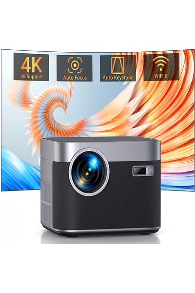 Velixo Projector 1080P Full HD, WiFi 6, Bluetooth 5.2, 25000 Lumeni, 4K, HDMI, USB, RJ45, Difuzor