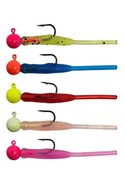 Kendo Hook Worm Jighead+Lrf Silikonu 1.5gr+4.5cm 5 Adet