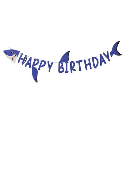 Parti Adresi Στολίδι για πάρτι γενεθλίων με θέμα το Shark Sea Happy Birthday Banner