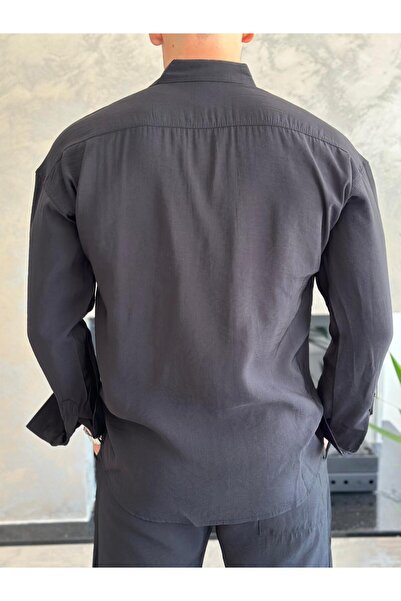 ECARTS Men's Relaxed Fit Draped Fabric Bottom Top Set Black Eca018