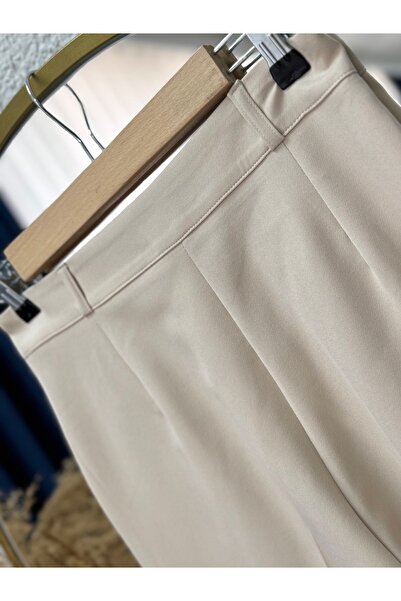 MİHRA STORE Vinuna Palazzo Trousers-Un1121 Stone