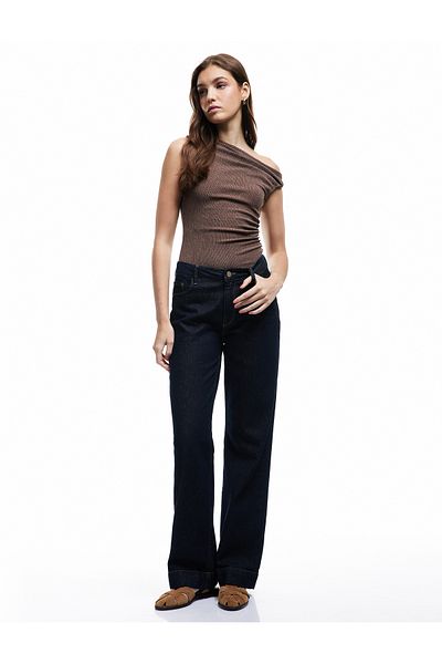 Koton Draped Asymmetric Neckline Wrap Sleeveless Blouse