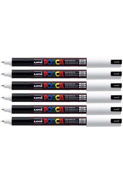 Uni Posca Pc-1Mr Marker Acrylic Painting Pen Set of 6 White Colors