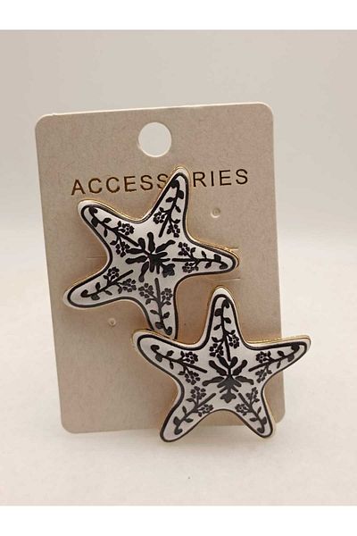 TLSMACCESORIES Black-White Minelli Motif Star Earrings