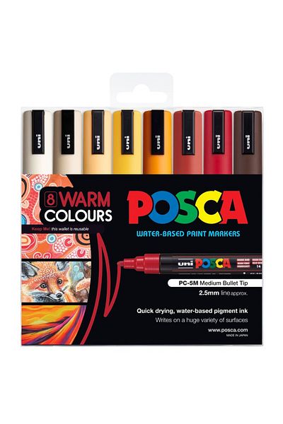 Uni Posca Pc-5M 1.8-2.5mm Marker Acrylic Painting Pen Set of 8 Sunset Colors