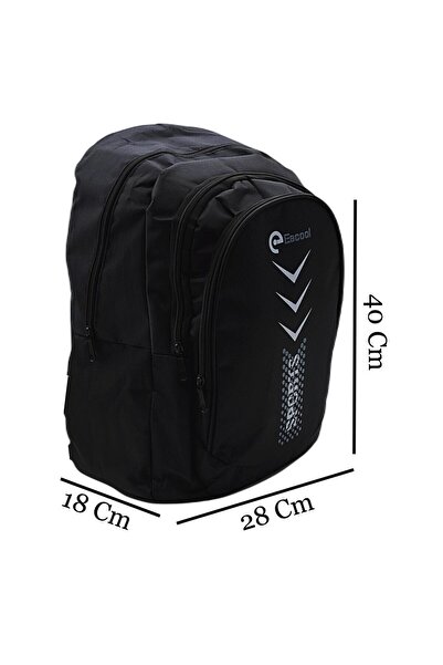 Relaxion Escool Sport 3 Bölmeli Okul Sırt Çantası Siyah Gri Noktalı KOD:701