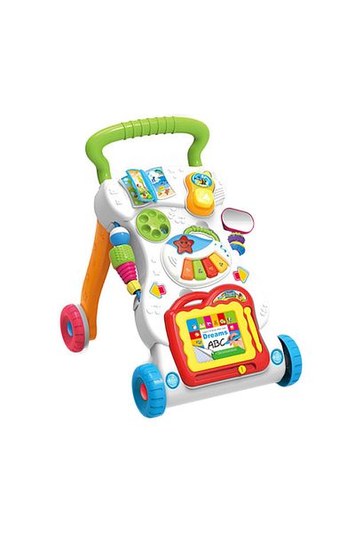 ideal STORE Premergator Baby Walker, multifunctional, pentru bebe , 7 jucarii montabile , Alb