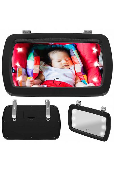 ideal STORE Car mirror for babies with LED idealSTORE Junior Magic Mirror, Dimensions 18 x 11 cm, Rotation 3
