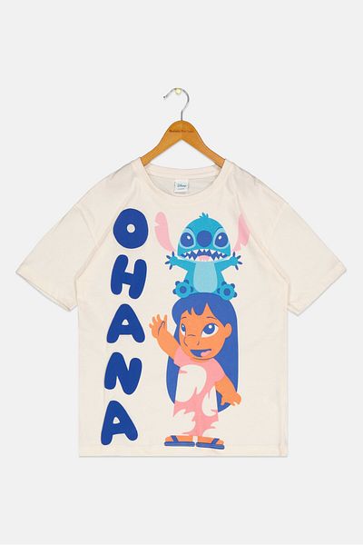 Disney Kids Girl Crew Neck Short Sleeves Graphic Print T-Shirt, Cream