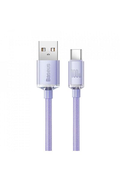 Baseus USB to Type-C data cable, 100W, 1.2m, Baseus Crystal Shine (CAJY000405) - Purple