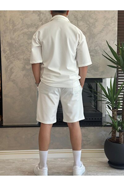 ECARTS Men's Relaxed Fit Cotton Fabric Bottom Top Set White Eca019