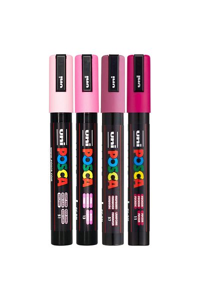 Uni Posca Pc-5M 1.8-2.5mm Marker Acrylic Painting Pen Set of 4 Pink Shades