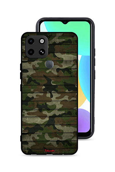 Tolwak غطاء حماية لهاتف إنفينيكس سمارت 6 بنمط خشبي مموه