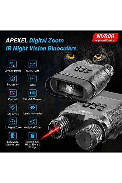 Generic Night Vision Binoculars Infrared Binoculars, 12X Zoom Effect, 2624FT/800M Viewing Distance in 100% D