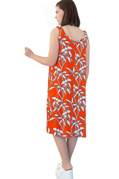 Modasultan U Neck Comfortable Fit Strap Elastic Midi Length Patterned Viscose Picasso Dress